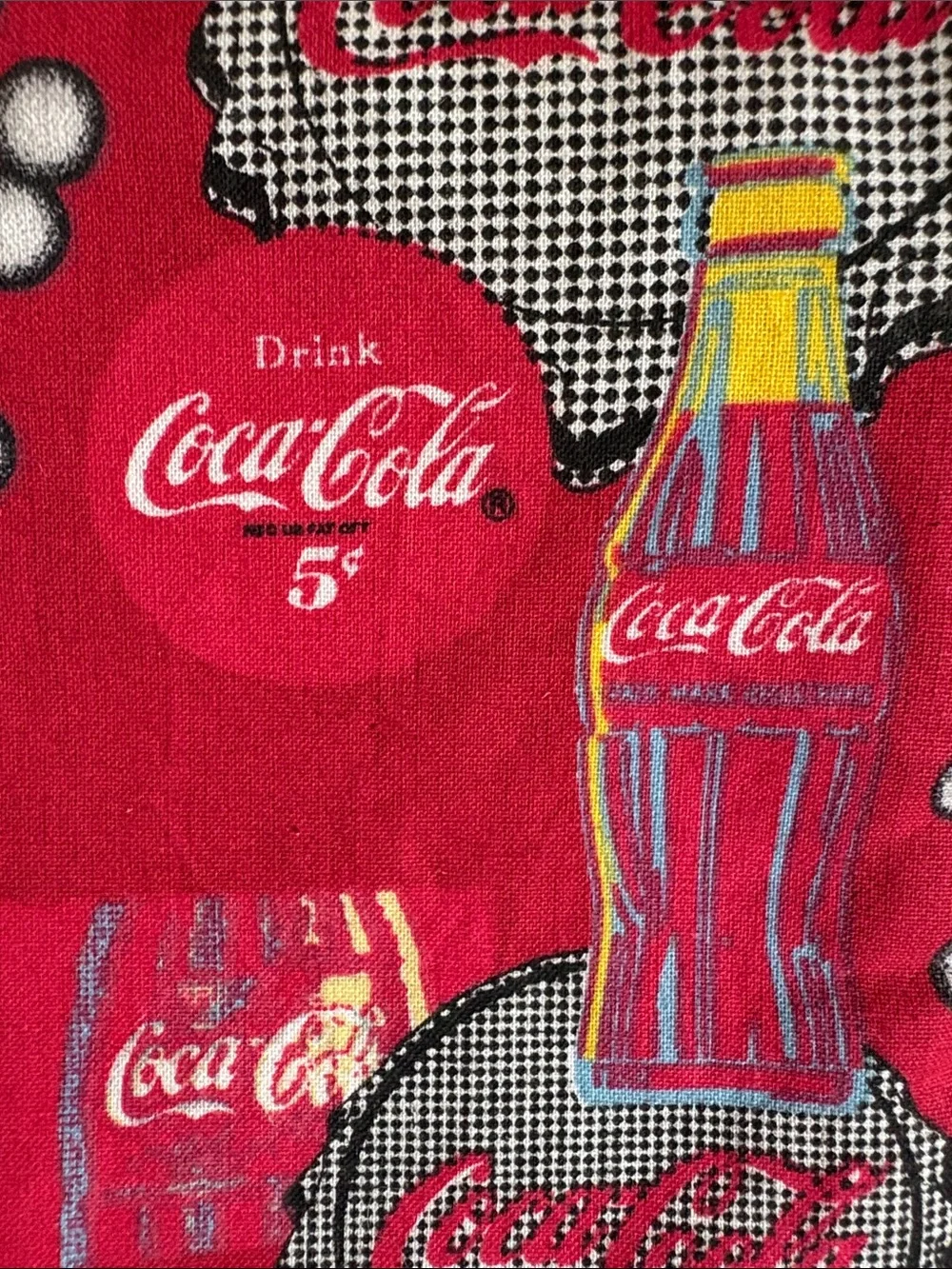 Coca Cola Red Zip Wristlet Pouch with Bottle Cap Print